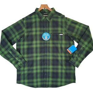 Columbia Cool Creek Plaid Long Sleeve Shirt Mens XL Green Omni-Wick AM7199-369